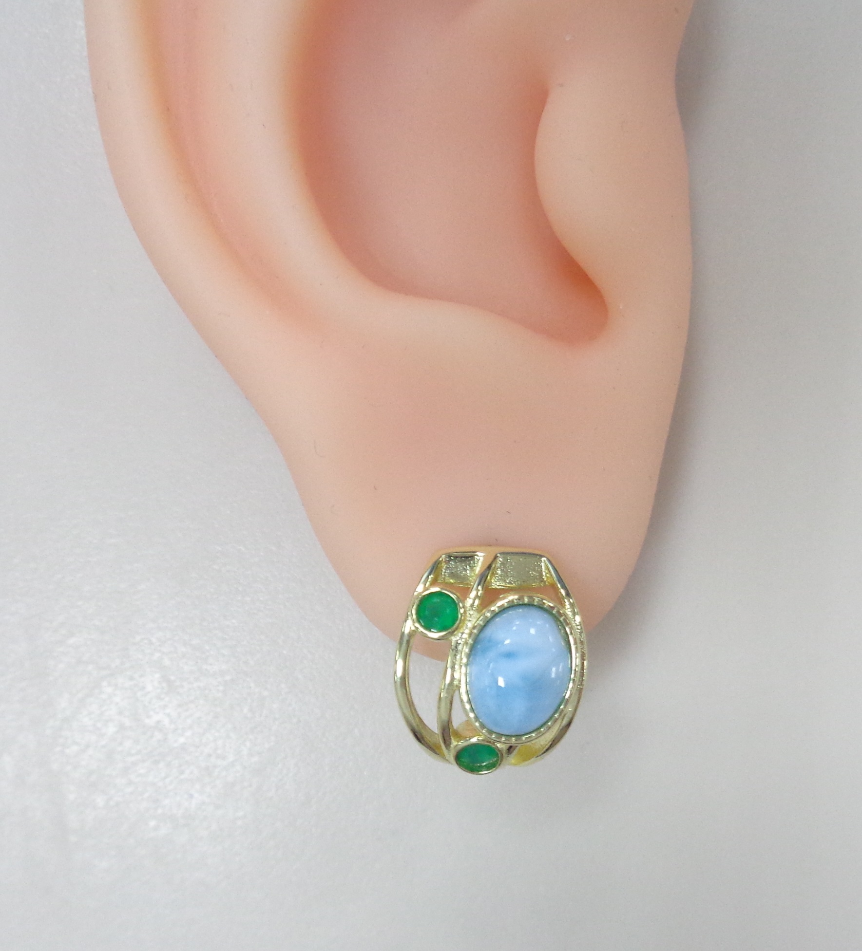Серебряные серьги с ларимарами и агатами